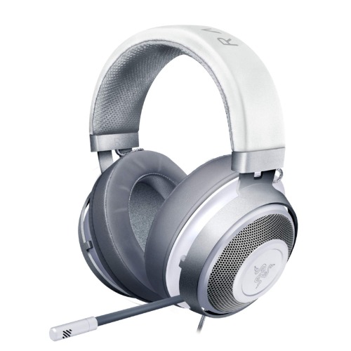 Razer Kraken Gaming Headset: Lightweight Aluminum Frame, Retractable Noise Isolating Microphone, for PC, PS4, PS5, Switch, Xbox One, Xbox Series X & S, Mobile, 3.5 mm Audio Jack - Mercury White - Mercury White