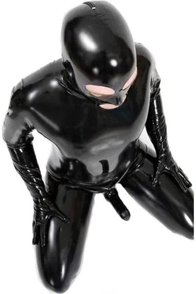 Men's Shiny Patent Leather cat Suit Full Body Men Sexy Latex Tight Zipper Jumpsuit Rubber Clothing Black
