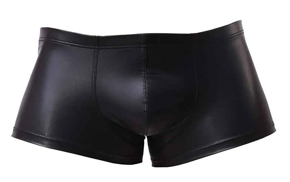 TESOON Mens Imitation Leather Underwear Sexy Boxer Briefs
