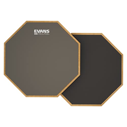 Evans RealFeel - Drum Practice Pad - Drum Pad - Drummer Practice Pad - Gum Rubber & Neoprene, 2 Sided, 12 Inch - 12" - 2 Sided