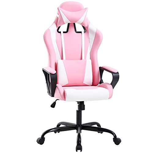 Gaming Chair Office Chair Desk Chair Ergonomic Executive Swivel Rolling Computer Chair with Lumbar Support, Pink - Pink