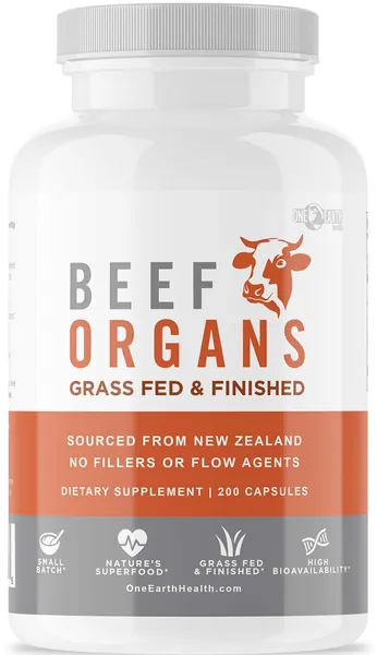 Grass Fed Beef Organs – (200 Count) Liver, Heart, Kidney, Pancreas, Spleen Supplement. Organ Meat Complex sourced from New Zealand -