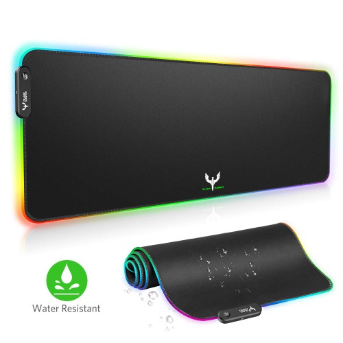 BLADE HAWKS Tapis de Souris Gaming, RGB Tapis de Souris Gamer avec 10 Mode d'éclairage, Surface Antiderapant, Haute Précision, Grand Tapis de Souris LED Pour PC Bureau Gamer (800x300x4mm)