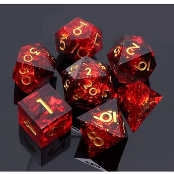 DND Dice Set Red Resin Dice
