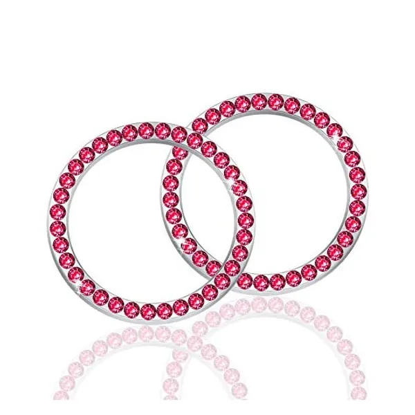 
                            LivTee 2 PCS Crystal Rhinestone Car Engine Start Stop Decoration Ring, Bling car Accessories, Push to Start Button, Key Ignition & Knob Bling Ring, Red
                        