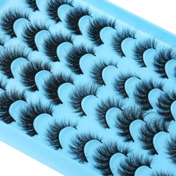 JIMIRE Faux Mink Eyelashes Fluffy Full False Lashes Cat-Eye Thick Volume 5 Styles Mixed Eye Extension 15-18MM Explosion Wispy Eye Lash Pack 20 Pairs