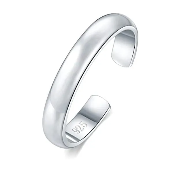 
                            BORUO 925 Sterling Silver Toe Ring, Hypoallergenic Adjustable Band Ring 2-4mm
                        