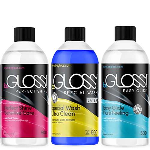 Latex Care KiT - Perfect Shine Latex Polish - Easy Glide-Latex Dressing aid Special Wash Latex Special Detergent