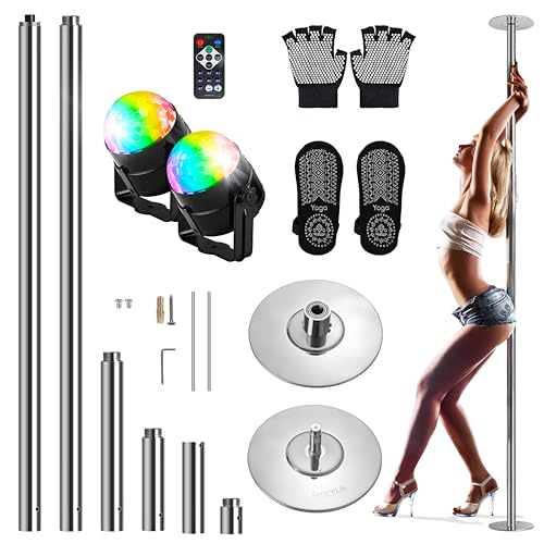 SereneLife Professional Dancing Pole Mat - Durable, Foldable, Portable Protection for Pole Fitness and Dance Routines Suitable for Dance Beginners, Exercisers, and Athletes 4 ft. x 2 - Chrome W/LIGHTS