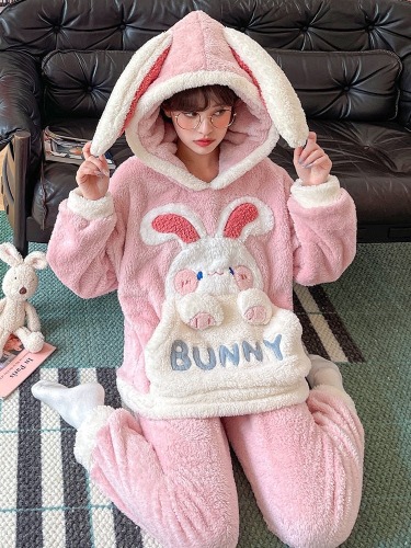 Plush Bunny Winter Pajama Set - L