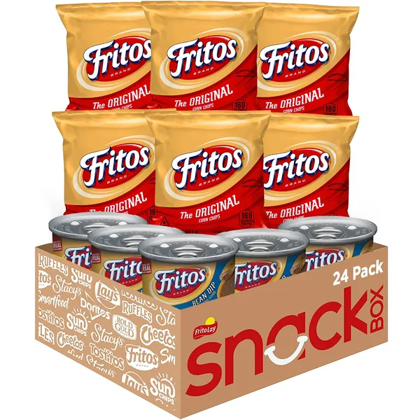 Fritos Original Corn Chips & Bean Dip Cups Variety Pack, Single Serve Portions, 24 Count - Fritos Chip & Dip