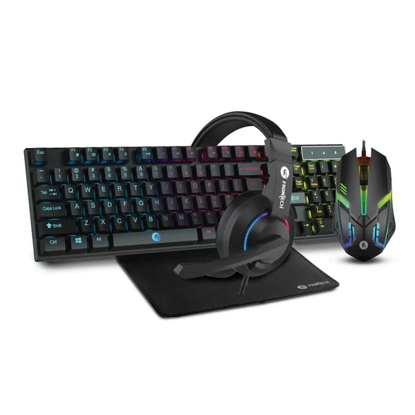 FRONTECH Dragon Warrior Gaming 4 in 1 Gaming Combo Set of Gaming Keyboard with RGB LED Backlit, Mouse with 1000 DPI, Mousepad and Premium Gaming Headphone with 40mm Driver Unit, (KB-0038, Black) - KB-0038 - Gaming Combo