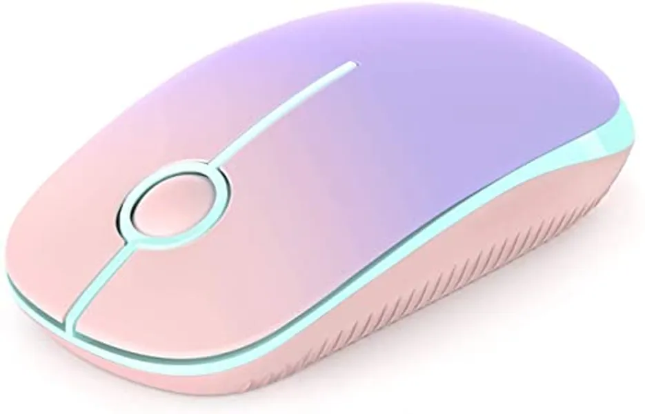 VssoPlor Wireless Mouse, 2.4G Slim Portable Computer Mice with Nano Receiver for Notebook, PC, Laptop, Computer (Pink to Purple)