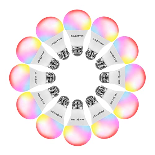 DAYBETTER Tuya Smart Light Bulbs, RGBCW WiFi Color Changing Led Bulbs Compatible with Alexa and Google Home Assistant, A19 E26 9W 800LM Multicolor Led Light Bulb, No Hub Required, Light Bulbs 12 Pack - 12 Count (Pack of 1)