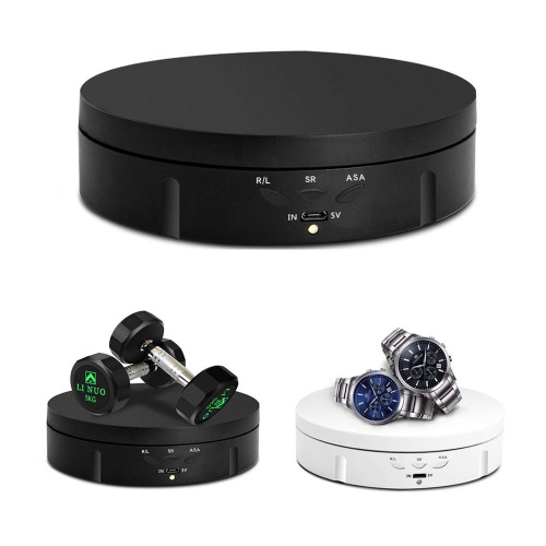 JAYEGT Motorized Rotating Display Stand, 5.74inch /22lbs Load, 360 Degree Electronic Turntable Display Stand for Photography Products Shows, Jewelry, Watch, 3D Models, Cake -Black - black
