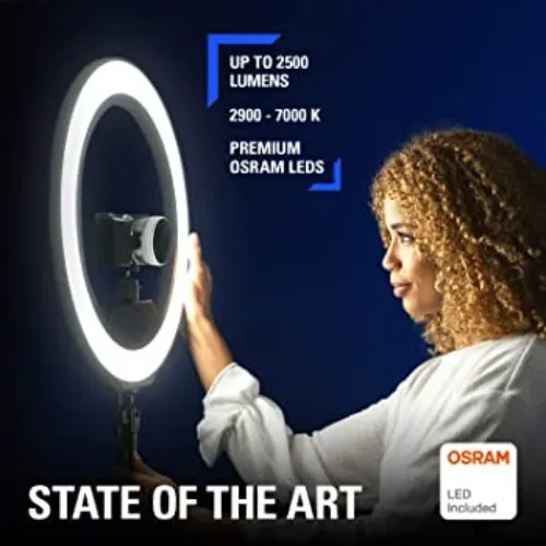 Amazon.com : Elgato Ring Light - Premium 2500 lumens Light with Desk clamp and Ball Mount, Temperature and Brightness app-Adjustable & Heavy Base, Steel Base for Freestanding Application, 4.8kg / 10.6 Lbs : Electronics
