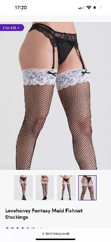 LH fantasy maid fishnet stockings