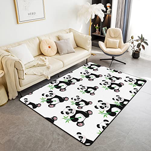 Panda Area Rug 5x7,Cute Panda Bear Rugs for Living Room Bedroom Set Floor Mat Decor,Cartoon Zoo Animal Bedroom Living Room Carpet,Machine Washable Non-Slip Decorative Carpet for Home - Multi 18 - 5' x 7'