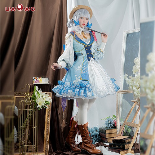 【Pre-sale】Uwowo Genshin Impact Ayaka Fontaine Springbloom Missive Dress New Skin Outfit Cosplay Costume | M