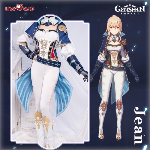 Uwowo Game Genshin Impact Cosplay Plus Size Jean Gunnhildr Dandelion Knight Cosplay Costume Knights of Favonius Four Winds | Set B(One size)