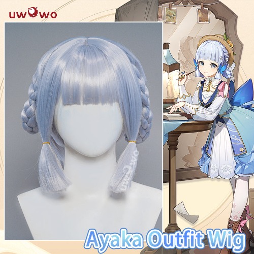 Uwowo Genshin Impact Ayaka Fontaine Springbloom Missive Dress New Skin Outfit Cosplay Wig | Default Title