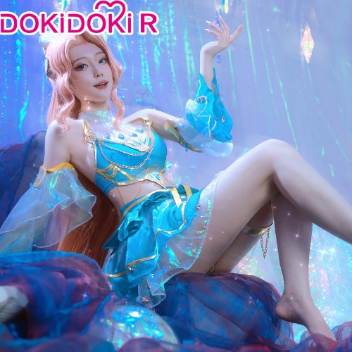 【Ready For Ship】【Size S-2XL】DokiDoki-R Game League of Legends Cosplay KDA Seraphine Cosplay Costume LOL K/DA Ocean Song | L