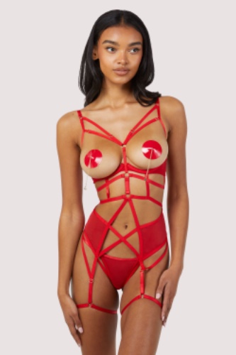 Sarah Red Open Cup Strappy Body | US 18
