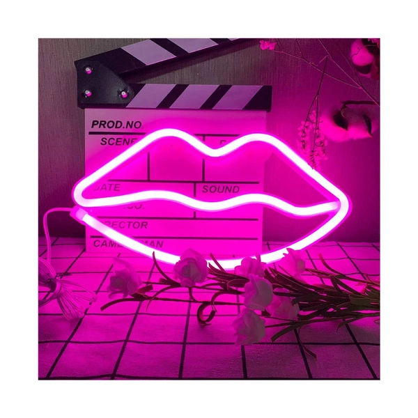 ENUOLI Neon Light Red Lips Neon Lights Neon Light Lips Red Neon Lights Signs Battery/USB Operated Lips Neon Lamp Neon Sign Room Decor Neon Lights for Wall Neon Night Lights for Kids Birthday Party
