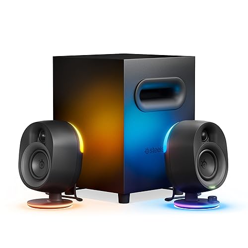 SteelSeries Arena 7 RGB Illuminated 2.1 Gaming Speakers with Powerful Bass, Subwoofer, and Bluetooth - For PC, PlayStation, Mobile - Arena 7