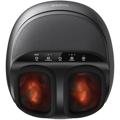RENPHO Foot Massager Machine with Heat, FSA HSA Eligible Shiatsu Foot Massager for Plantar Fasciitis, Deep Kneading Electric Foot Massage, Christmas Gifts for Women and Men, Fits Up to Size 13, Black - RF-FM059 (Fsa Hsa Eligible)