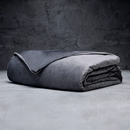 LUXOME Luxury Adult Weighted Blanket | Includes Removable Cool & Cozy Cover | 18 lbs | Queen Size | 60"x80" | The Best Weighted Blanket - 60"x80" | 18 lbs - Lyocell + Minky | Grey