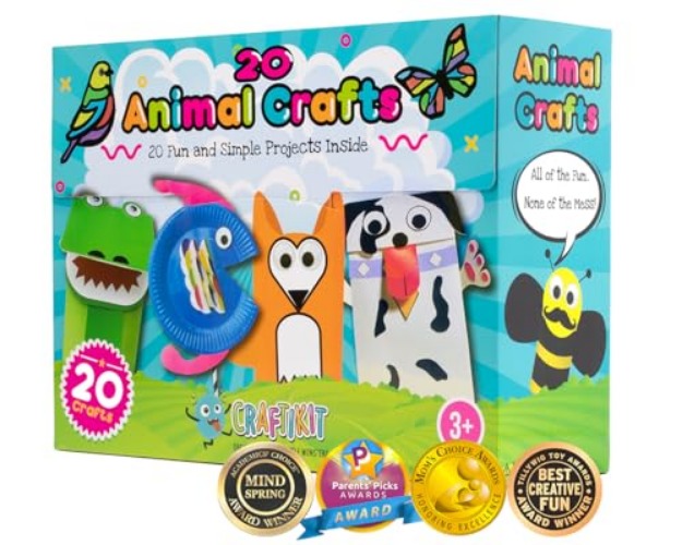 Craftikit® 20 Award-Winning Toddler Arts and Crafts for Kids Ages 4-8 Years, All-Inclusive Animal Craft Kits, Fun Toddler Crafts Box for Girls, Boys, Organized Preschool Art Supplies and Projects - Animal