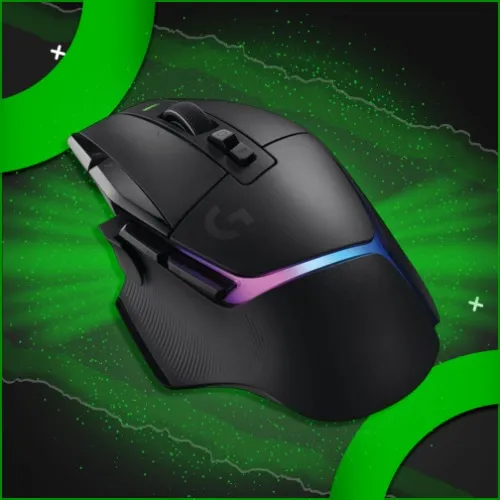 Logitech G502 X Plus Wireless Gaming Mouse - LIGHTSPEED Optical, LIGHTFORCE Switches, LIGHTSYNC RGB, HERO 25K Sensor for PC/Mac - Black - Black - Wireless - RGB - Mouse