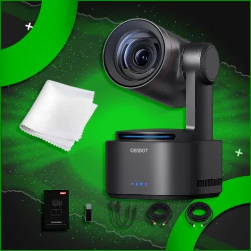 OBSBOT Tail 2, 4K Live Camera, AI Tracking 2.0,5X Optical & 12x Hybrid Zoom,3-axis Gimbal,5000mAh Built-in Battery,Gesture Control,SDI/HDMI/IP/USB 3.0 Output,for Conference, Worship, Live Event