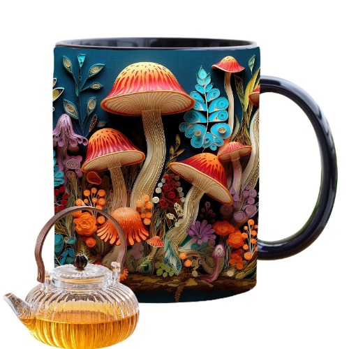 3D Magic Mushrooms Mugg, 3D Mushroom Kaffemugg, Creative Space Design Multi-Purpose Ceramic Mugg, Rolig Nyhet Keramisk Tekopp, Coola Presenter För Kvinnor Män - C