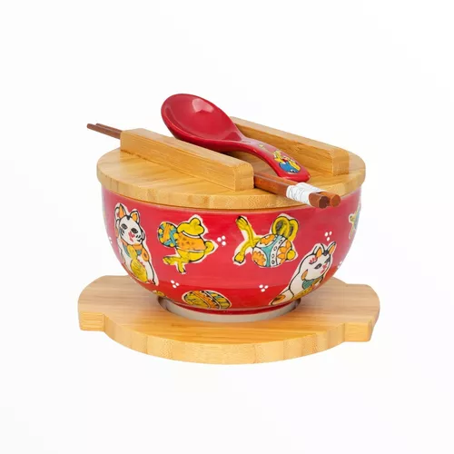 Bowl with lid chopsticks and spoon