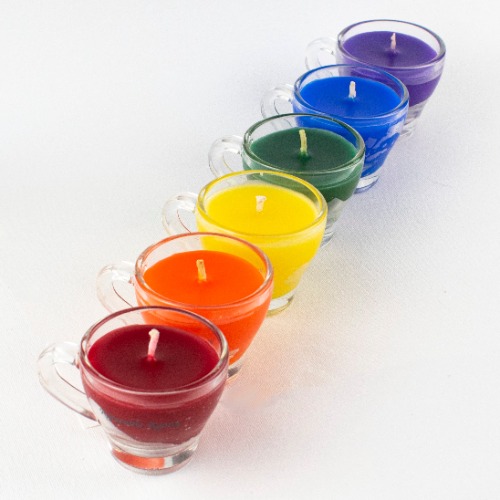 Mini Wax Play Candle - Low Temp - Paraffin - Regular & Blacklight - Set of 6 Candles / Rainbow (6pc - non UV)