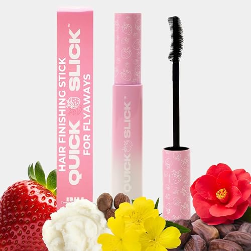 INH Hair Mascara for Flyaways | Quick Slick Hair Finishing Stick for Flyaways, Frizz Control, & Slick Back Look | Non Greasy & Non Comedogenic Smoothing Serum & Frizz Tamer Wand | Strawberry Jam, 18ml - Strawberry