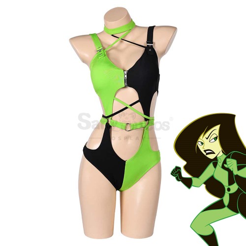 Anime Kim Possible Cosplay Shego Sexy Swimsuit Cosplay Costume - S