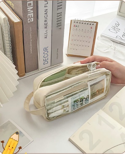 CHERSE Clear Pencil Case | (Cream) - Transparent