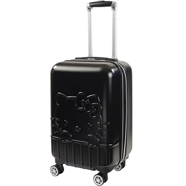 FUL Hello Kitty 21 Inch Carry On Luggage, Molded Hardshell Rolling Suitcase with Spinner Wheels, Black