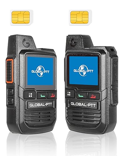 globalptt 2-Pack Global Walkie Talkies with Sim Cards - Handheld PoC Two Way Radios Unlimited Range - Rechargeable PTT Push to Talk Over Cellular Radio Long Range (G0) - G0