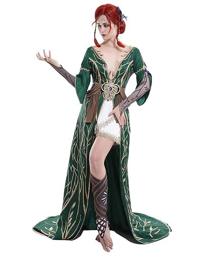 miccostumes Women's Game Costume Sorceress Cosplay Outfit Dress Robe - Small - Green