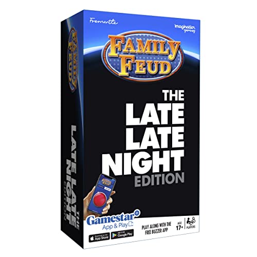 Family FEUD Late Late Night Edition Card Game, Anything but Family-Friendly, 400 Naughty Survey Questions, Complementary App with Sound Effects from The Show