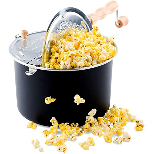 Franklin's Gourmet Popcorn Popper - 6 Quarts Original Stovepop Popcorn Maker with FREE Organic Popcorn Kit - Delicious & Healthy Movie Theater Popcorn - Homemade Popcorn Machine Just Like the Movies - Franklin's Whirley Popper
