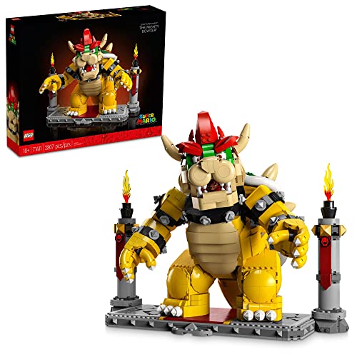 LEGO Super Mario The Mighty Bowser 71411, King of Koopas 3D Model Building Kit, Collectible Posable Character Figure with Battle Platform, Memorabilia Gift Idea for Adults and Fans of Super Mario Bros - Frustration-Free Packaging