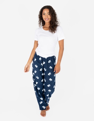 Women's Christmas Fleece Pants - polar-bear-navy / Medium