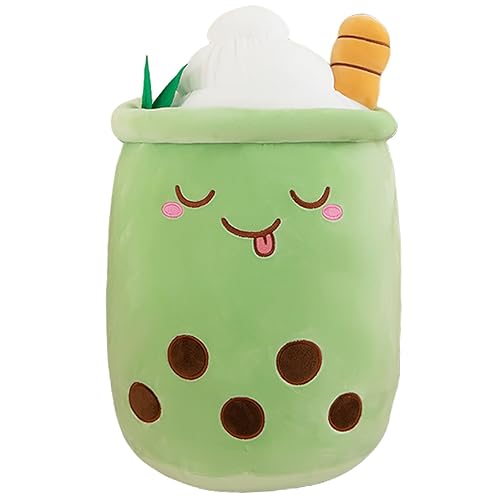 Bubble Tea Plush Pillows, Cute Boba Plushies Soft Toys Giant Boba Stuffed Animal pillow for Boba Lovers (Green, 50cm) - Green - 50cm