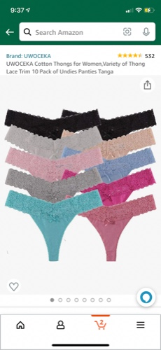 Amazon.com: UWOCEKA Cotton Thongs for Women,Variety of Thong Lace Trim 10 Pack of Undies Panties Tanga(M) : Clothing, Shoes & Jewelry