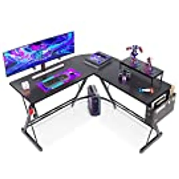 Casaottima L Shaped Gaming Desk, Home Office Desk with Round Corner, Computer Desk with Large Monitor Stand Desk Workstation, 51 inches